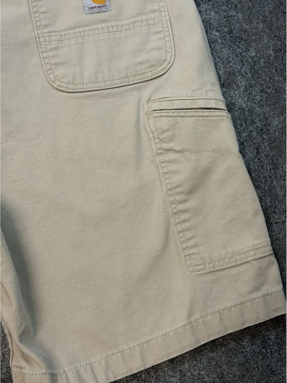 Carhartt Relaxed Fit Carpenter Work Shorts Khaki Tan Mens 42 Cotton Stretch